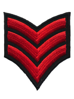Opstrijkbare applicatie leger/army zwart met 3 rode strepen (5 stuks)