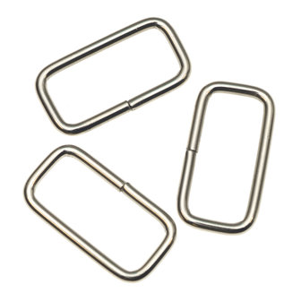Metalen passant rechthoekig zilverkleurig 30 mm (ca. 25 stuks)