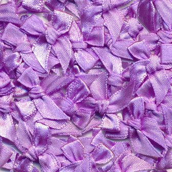 Satijnen strikjes lila (ca. 100 stuks)