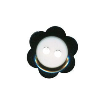 Bloemknoop zwart met wit hart 18 mm (ca. 50 stuks)