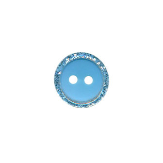 Knoop met glitter rand licht blauw 11 mm (ca. 100 stuks)