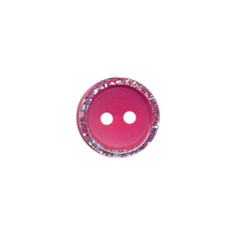 Knoop met glitter rand fuchsia 11 mm (ca. 100 stuks)