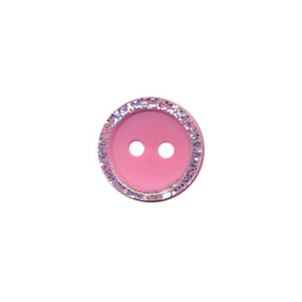 Knoop met glitter rand roze 11 mm (ca. 100 stuks)