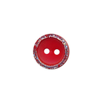 Knoop met glitter rand rood 11 mm (ca. 100 stuks)