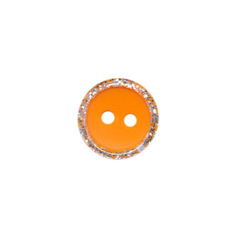 Knoop met glitter rand oranje 11 mm (ca. 100 stuks)