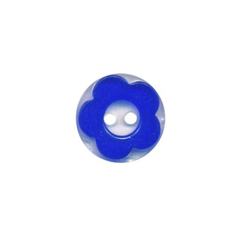 Bloemknoop kobalt blauw met doorzichtige ondergrond 13 mm (ca. 100 stuks)