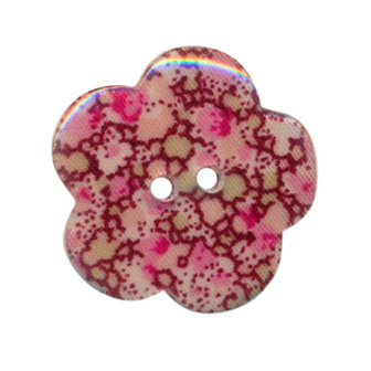 Bloemknoop met bloemenprint roze/aubergine 25 mm (ca. 25 stuks)