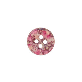 Knoop met bloemenprint roze/aubergine 12 mm (ca. 100 stuks)