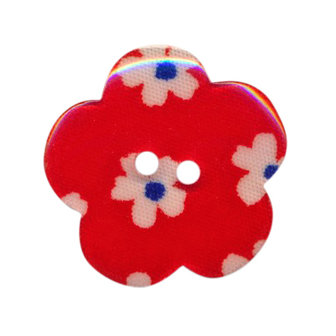 Bloemknoop rood met bloemenprint 25 mm (ca. 25 stuks)