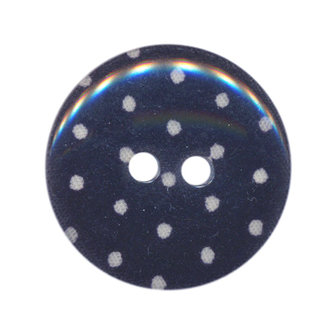 Knoop donker blauw met witte stippen 25 mm (ca. 25 stuks)