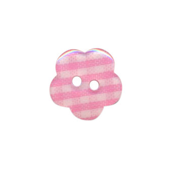 Bloemknoop geruit roze/wit 15 mm (ca. 50 stuks)