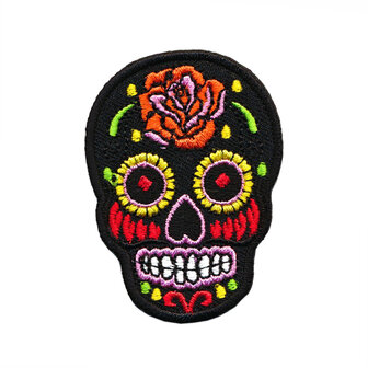 Opstrijkbare applicatie sugar skull zwart (5 stuks)