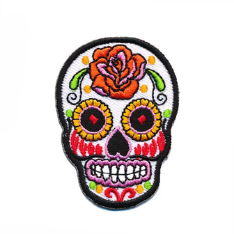 Opstrijkbare applicatie sugar skull wit (5 stuks)