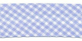 Blauw-wit geruit biaisband 25 mm (ca. 10 meter)