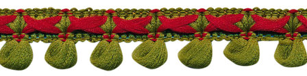 2-kleurig lusjesband legergroen-bordeaux 15 mm (ca. 16 meter)