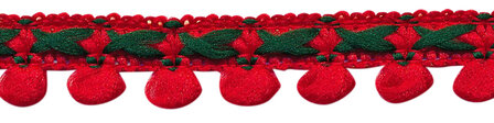 2-kleurig lusjesband rood-donker groen 15 mm (ca. 16 meter)