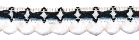 2-kleurig lusjesband wit-zwart 15 mm (ca. 16 meter)