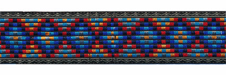 Sierband Inca stijl zwart-blauw-rood-oranje 25 mm (ca. 22 m) - overzicht
