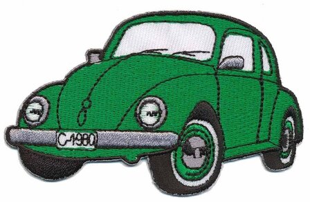 Opstrijkbare applicatie auto &#039;VW Kever&#039; groen (5 stuks)