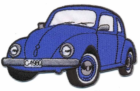 Opstrijkbare applicatie auto &#039;VW Kever&#039; blauw (5 stuks)