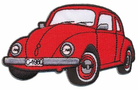 Opstrijkbare applicatie auto &#039;VW Kever&#039; rood (5 stuks)