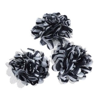 Bloem stof wit zwart gestreept ZEBRA ca. 5 cm (5 stuks)