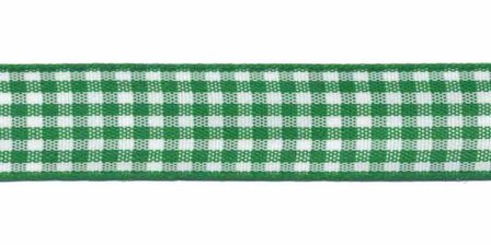Ruit band groen-wit 15 mm (ca. 45 m)