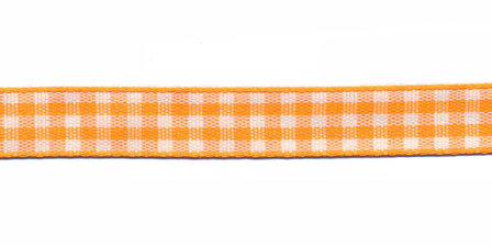Ruit band oranje-wit 10 mm (ca. 45 m)