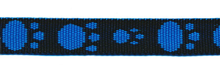 Tassenband 15 mm pootje blauw/zwart (ca. 5 m) - andere zijde