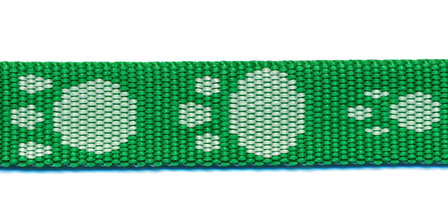 Tassenband 15 mm pootje groen/wit (ca. 5 m)