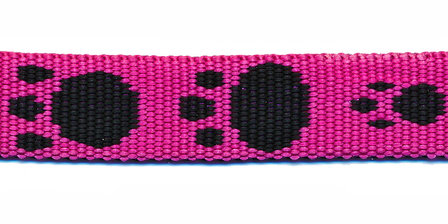 Tassenband 15 mm pootje fuchsia/zwart (ca. 5 m) - andere zijde