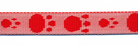 Tassenband 15 mm pootje rood/wit (ca. 5 m) andere zijde