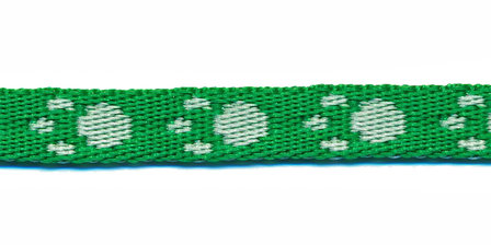 Tassenband 10 mm pootje groen/wit (ca. 5 m)