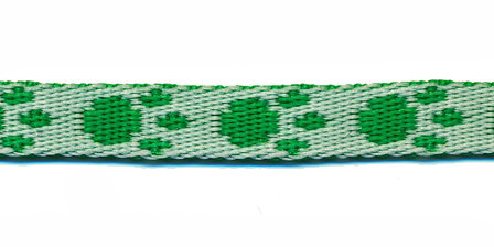 Tassenband 10 mm pootje groen/wit (ca. 5 m) - andere zijde