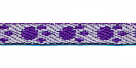 Tassenband 10 mm pootje paars/wit (ca. 5 m) - andere zijde