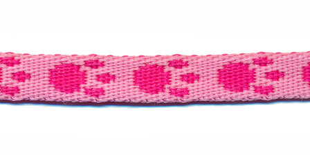 Tassenband 10 mm pootje licht roze/roze (ca. 5 m)