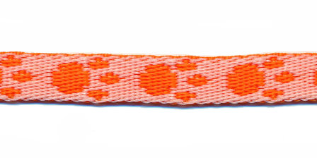 Tassenband 10 mm pootje oranje/wit (ca. 5 m) - andere zijde