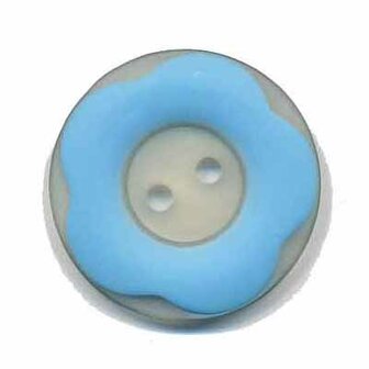 Bloemknoop met opstaande rand licht blauw 25 mm (ca. 25 stuks)