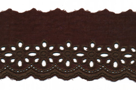 Broderie donker bruin KATOEN 75 mm (ca. 13,5 m)