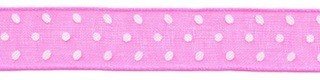 Knal roze met witte stippen organza lint 13 mm (ca. 45 m)