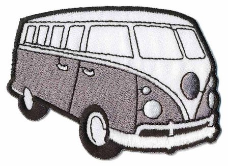 Opstrijkbare applicatie &#039;VW bus&#039; grijs (5 stuks)