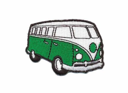 Opstrijkbare applicatie &#039;VW bus&#039; groen klein (5 stuks)