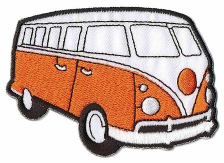 Opstrijkbare applicatie &#039;VW bus&#039; oranje (5 stuks)