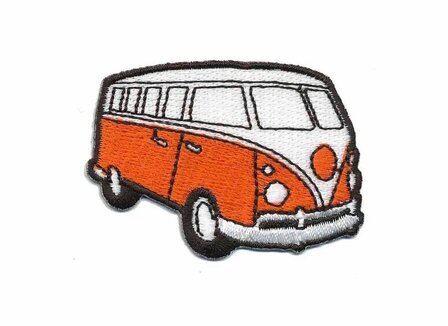 Opstrijkbare applicatie &#039;VW bus&#039; oranje klein (5 stuks)