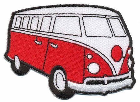 Opstrijkbare applicatie &#039;VW bus&#039; rood (5 stuks)