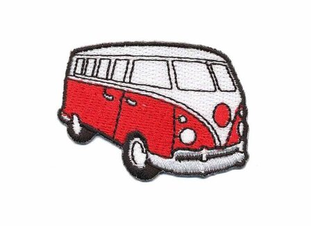 Opstrijkbare applicatie &#039;VW bus&#039; rood klein (5 stuks)