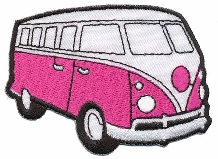 Opstrijkbare applicatie &#039;VW bus&#039; fuchsia (5 stuks)