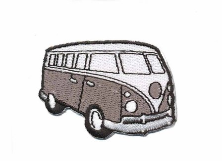 Opstrijkbare applicatie &#039;VW bus&#039; grijs klein (5 stuks)