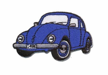 Opstrijkbare applicatie auto &#039;VW Kever&#039; blauw klein (5 stuks)