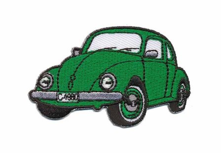 Opstrijkbare applicatie auto &#039;VW Kever&#039; groen klein (5 stuks)